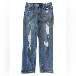 Judy Blue Distressed Relaxed Fit Jeans Medium Wash Size 11/30